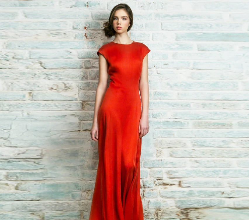 red evening dress, prom dress, simple silk | Skarlet