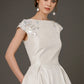 Bohemian wedding dress with pockets, short sleeves/ IVI