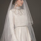 Soft Bridal veil of lightweight tulle with bugle beads 0734