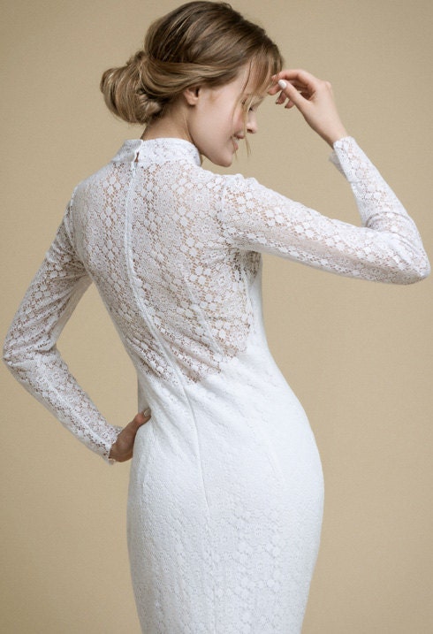 Long sleeve lace wedding dress/ Umelia