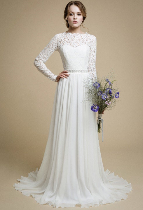 Wedding dress  lace, long  sleeves/ Inna
