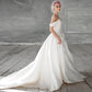 Ivory wedding dress, sleeves on the shoulders, corset/ DIANTHA