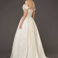 Ivory wedding dress, sleeves on the shoulders, corset/ DIANTHA