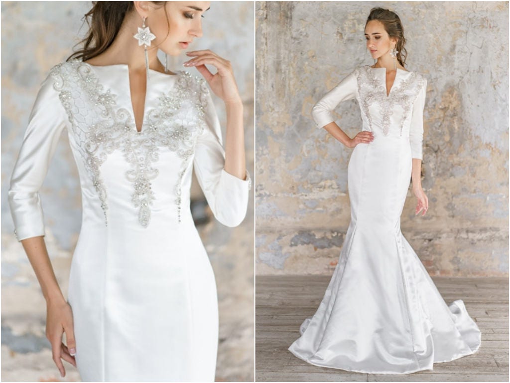 Mermaid wedding dress, luxury embroidery /DIODORA