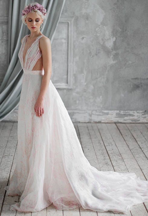 Bohemian wedding dress ethereal lightweight/ AMALZEYA