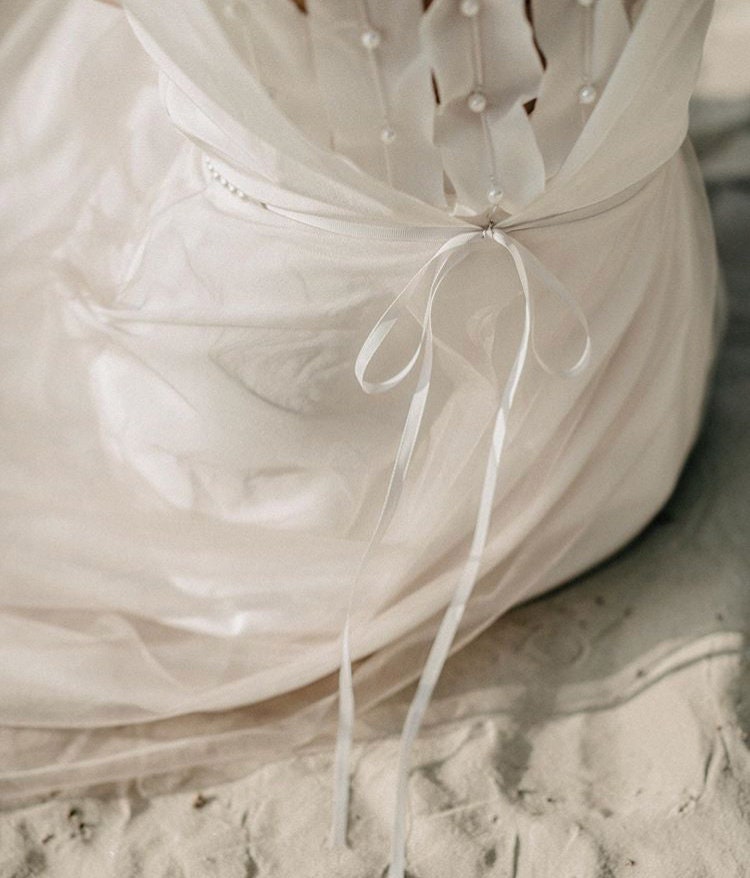 Extra Long Bridesmaid Wedding Bridal Rich Tafetta Sash ( Belt ) with crystals, pearls, beads - 100% natural silk