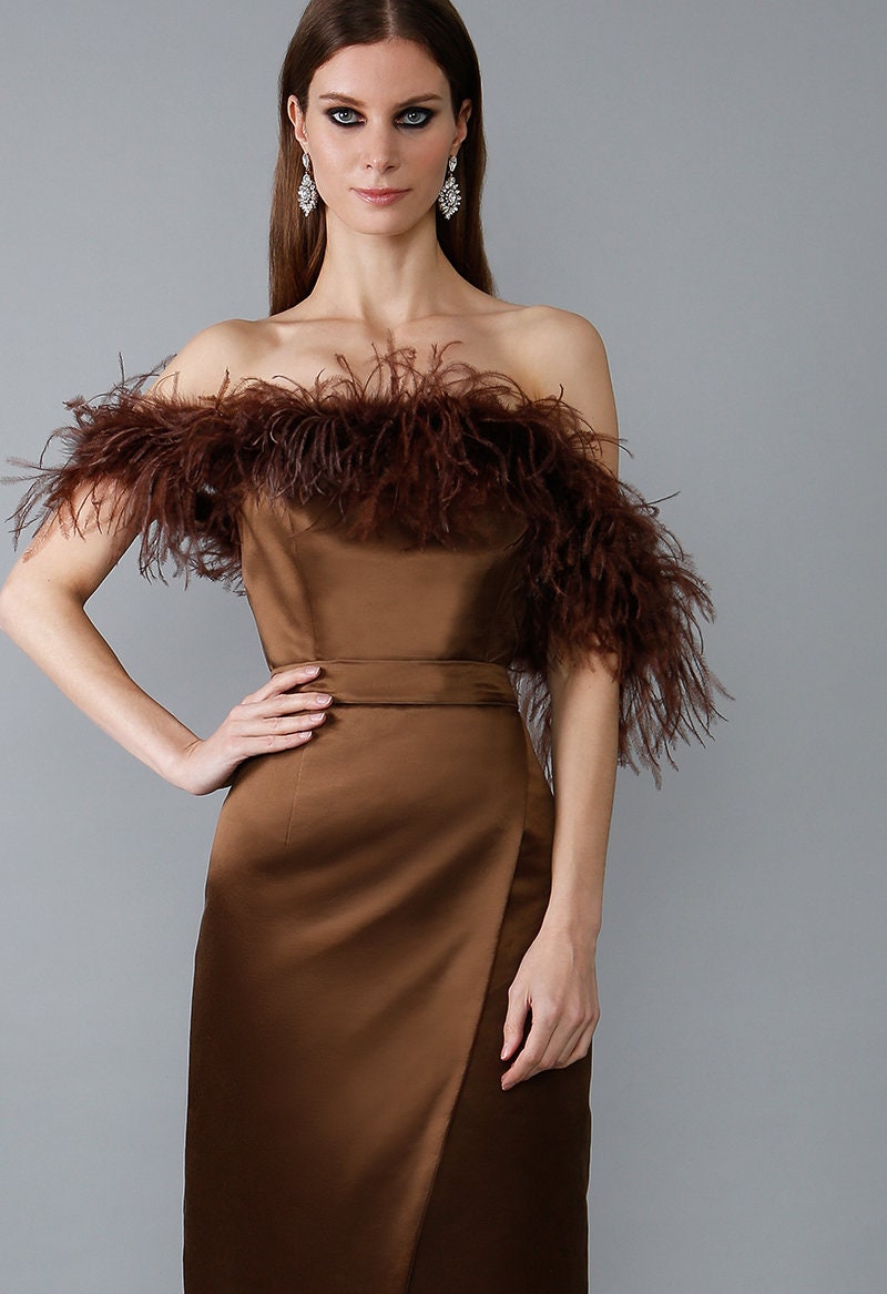 Evening feather dress, Custom evening dress/Rianna 1