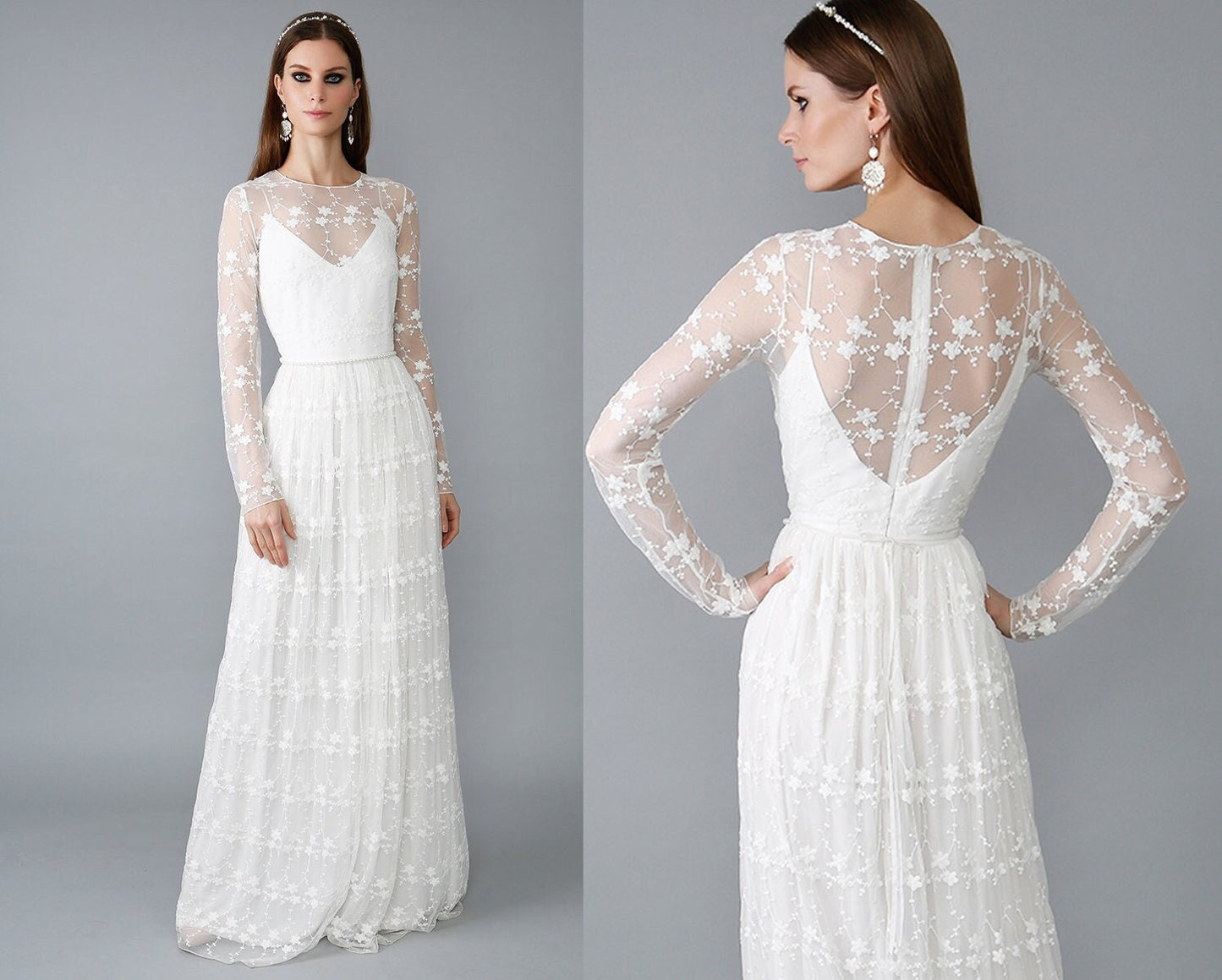 Long sleeve lace wedding dress/Felicia